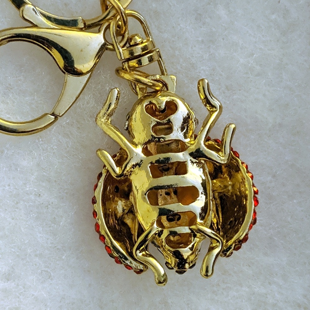 Gold Tone Rhinestone Lady Bug Charm/Keychain - Picture 5 of 5